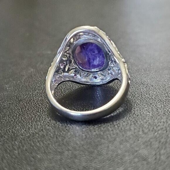 Lorenzo white gold charoite & amethyst ring - Picture 5 of 8